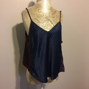 {sam edelman} navy and maroon sleeveless top